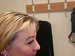 Kiwi milf slut drinks piss as toilet in mall dressing room.