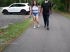 nerdy milf strokes and sucks blk dick in the park