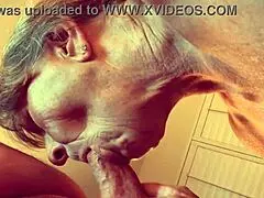 Granny Velma Dinkley in cocksucking cumundrum with open bathrobe