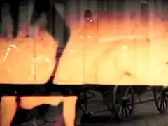 A vintage interracial taboo scene from dark lantern london in retro style.