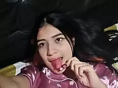 Hot latina wakes up to masturbate her wet pussy in homemade video.