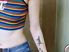 tall skinny model enjoys a relaxing sensual bath in casting