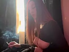 Italian Long-Haired Artemisia Love Gives Dildo Handjob While Smoking!