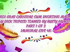 Mardi Gras orgy starts with Amy Brookes' creampied surprise.