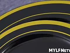 Eliza hires joshua to serve food, then fucks him when husband cancels