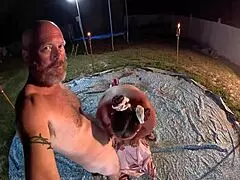 Wild outdoor sex toy fun with friends and girlfriend