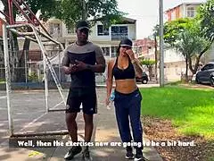 busty milf student hints at fucking trainer with big black cock