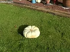 Kiwi milf uses pumpkin.