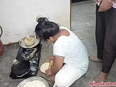 indian desi step-mom bends over in kitchen for hardcore doggystyle fucking