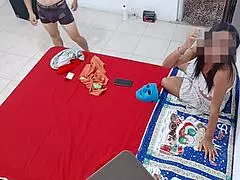 brunettes prepare happily before starting scene to record spanish homemade porn