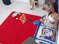 brunettes prepare happily before starting scene to record spanish homemade porn