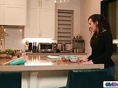 Petite Small Tits Milf Footfucks Her Blonde Neighbor's Pussy