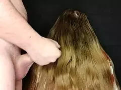 cum on stepmoms long hair and she swallows it
