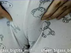 Milf masturbates in pajamas with big ass.