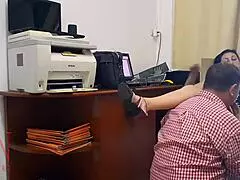 femdom lady boss dominates employee with pussy lick in office, do you want to be my employee hidden cam