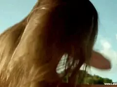 stripteasing on the stairs enjoying the moment