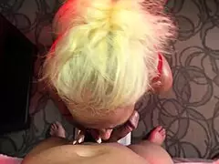 blonde milf worships cock with sloppy deepthroat blowjob in taboo scene 😏