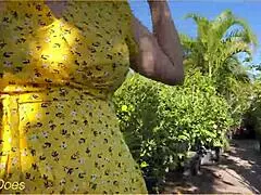 Wifey heads out in cute summer dress braless, looking amazing with blonde hair