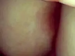 I'm filling the milf's big white ass with cum, creampie style.