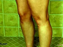 the captivating blonde model stepped into the shower for her photoshoot