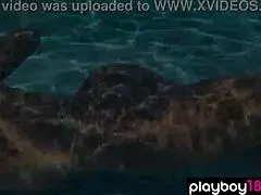 naked ebony milf ana foxxx fingering her hairy black pussy under the water