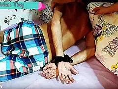 Cheating Wife Ties Up And Jerks Off Husband's Best Friend For Homemade Porn