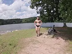 anal plugged exhibitionist trail hiker shows off outdoors