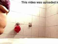 voyeur adventure with big tit wife in shower exhibiting herself 😉