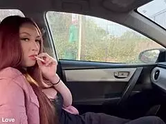 italian big tits milf artemisia love does a solo smoking sesh in the car with long hair fetish 😍