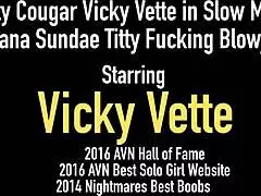 busty cougar vicky vette in slow motion banana sundae titty fucking blowjob