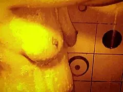 Sexy Milf Showers Slowly, Massaging Wet Body And Horny Nipples In Slow Motion