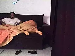 Stepmom shares sofa with stepson