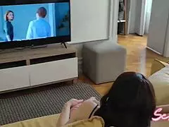 mature woman relaxing freely while watching television