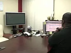 licking pussy of brunette secretary, her shaved asshole gaping after deepthroat