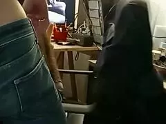 i filmed this french amature in black leather pants bodysuit satin white thong heels rimming doggystile pov