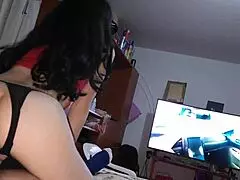 she tries on her underwear in front of me so we can spend time together and we do it several times