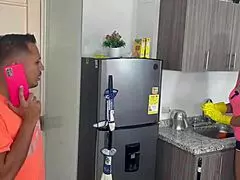 I'm a horny employee who always wants sex, so I fuck my boss while cleaning his house - melani latina.