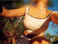 amazing milf exposes tits on public bike ride