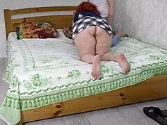 stepmom lays on bed tempting stepson for sex 😈