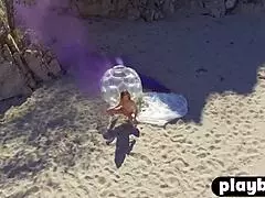 blonde olivia preston shows petite body posing outdoors