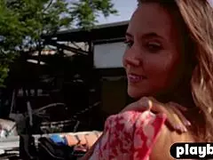 small tits russian teen posed outdoor and exposed