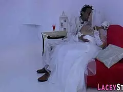 Mature granny bride in stockings rides big cock hard