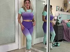 sexy milf tries on gym workout clothes in a haul - tabithaxxx