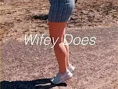 Milf Exposes Shaved Pussy Outdoors In Public View