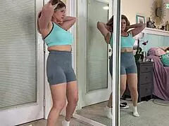 sexy milf tries on gym workout clothes in a haul - tabithaxxx