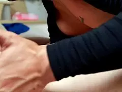 This japanese milf feels intense passion during creampie with shaved pussy