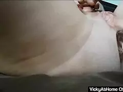 Big ass blonde vicky vette shoves crystal dildo into her butt