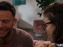 Teen Leana Lovings lures into taboo family foursome fuck by her milf stepmom