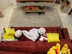 Hot Wife Welcomes Delivery Guy on Sofa 😏