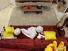 Hot Wife Welcomes Delivery Guy on Sofa 😏